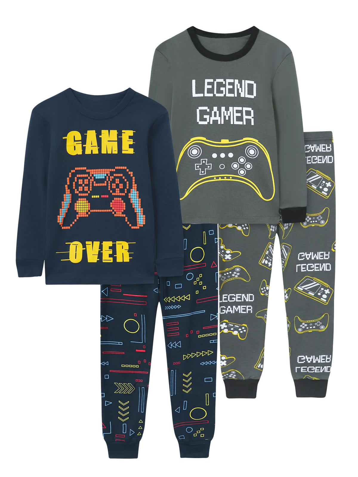Boys 4-Piece Pajamas Cotton Christmas Halloween Pjs Set Kids Sleepwear