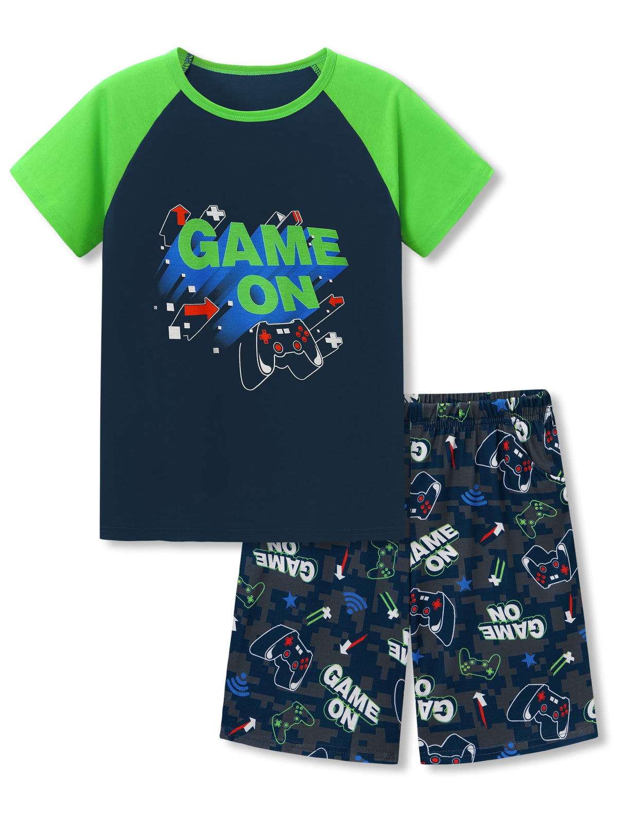 Topgal Boys 2-Piece Short Sleeve Tee & Shorts Pajamas Set Size 6-18