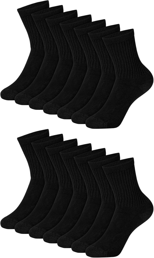 Hanes Boys' Socks Pack, Double Tough Moisture Wicking Ankle, Crew, No Show Socks, 12 & 14 Pair Packs