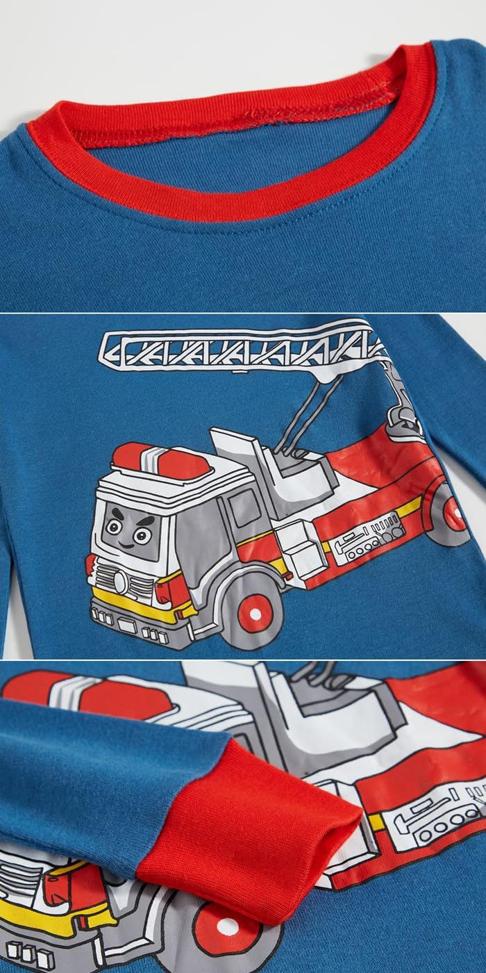 Little bety Boys 4 Piece Cotton Pajamas Long Sleeve Toddlers Pjs 24M-12Year
