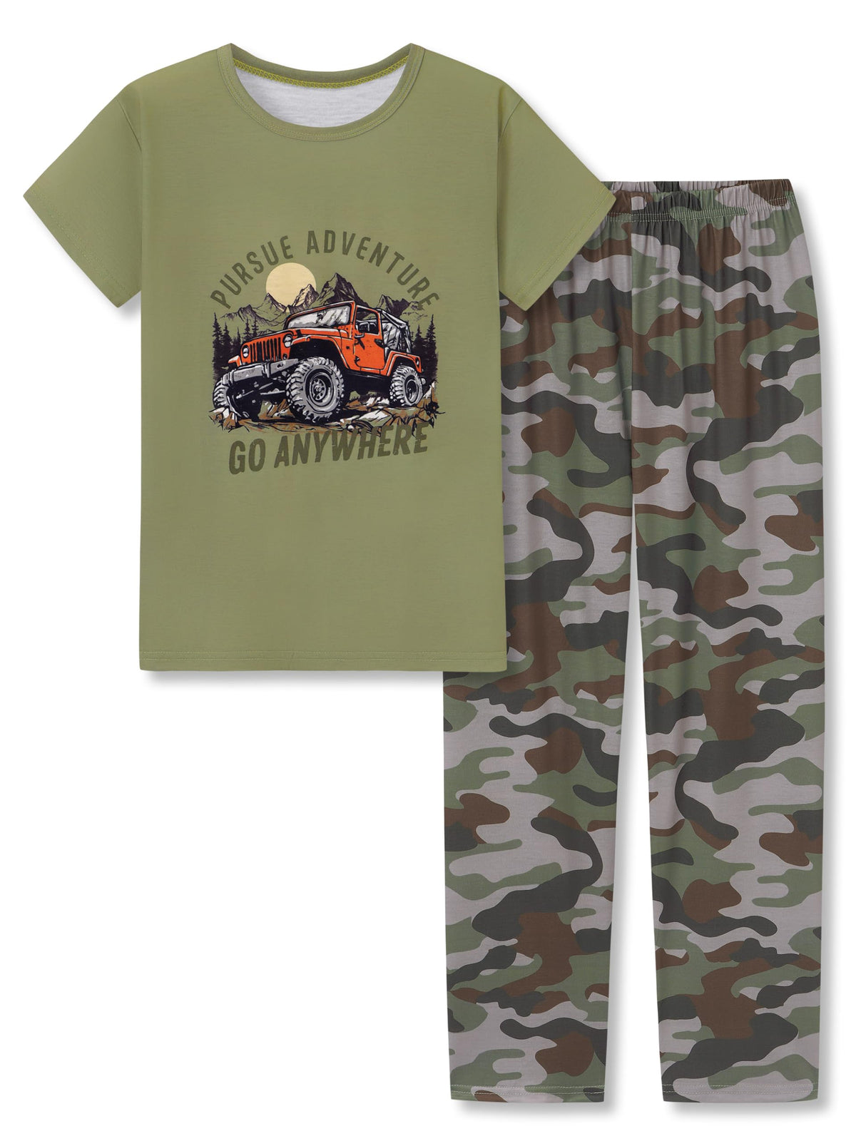 Tebbis Boys Comfy Fun Print Short Sleeve & Pants Pajama Set Sizes 6-18