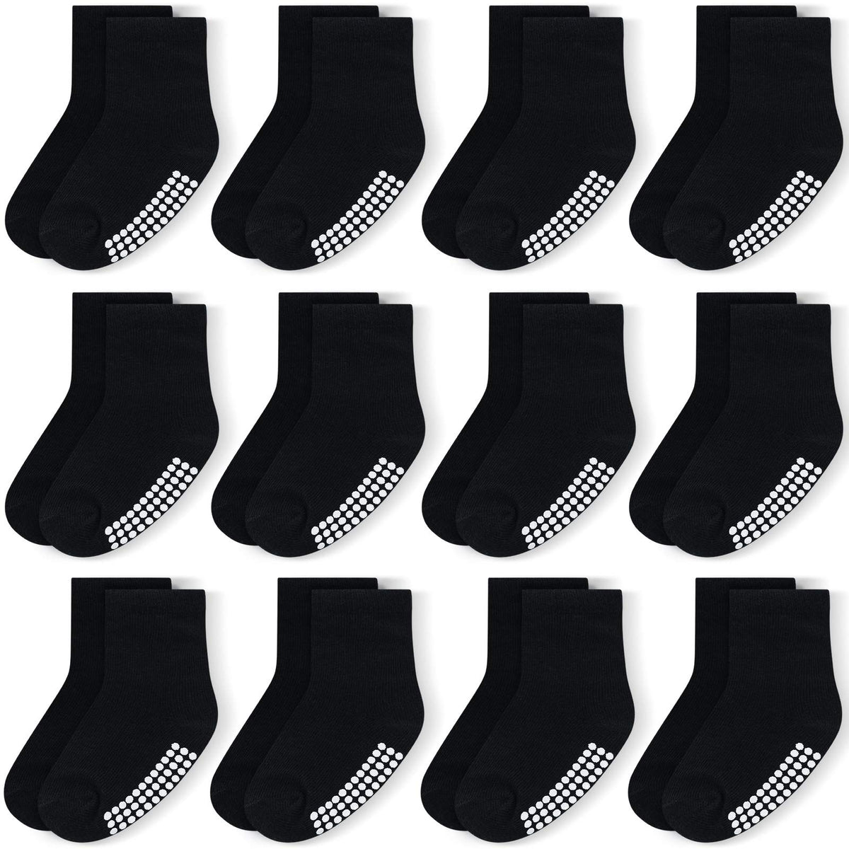 Baby Toddlers Crew Socks with Non-Slip Grip 12 Pack Cotton Stretch Socks