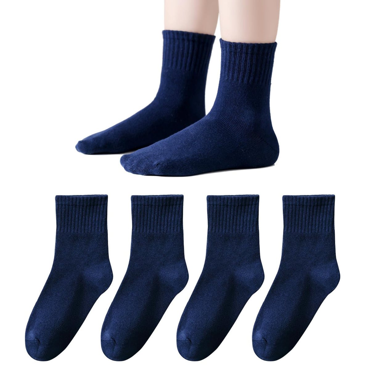 EPEIUS Kids Crew Socks Seamless Cotton Dress Socks for Boys Girls 1-15Y