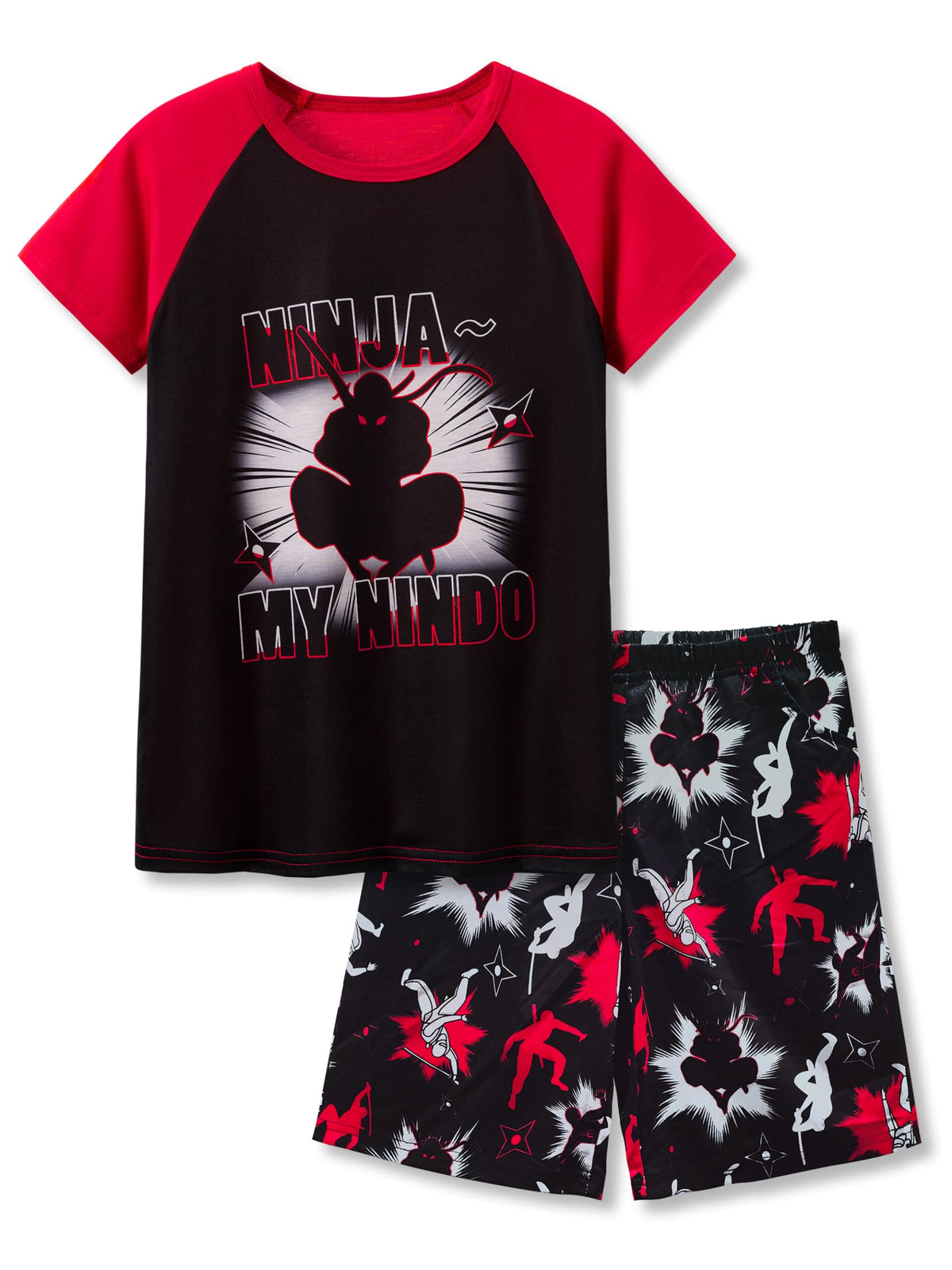 Beezizac Boys Summer Pajamas, Short-Sleeve 2-Piece Sleepwear, Sizes 6-18