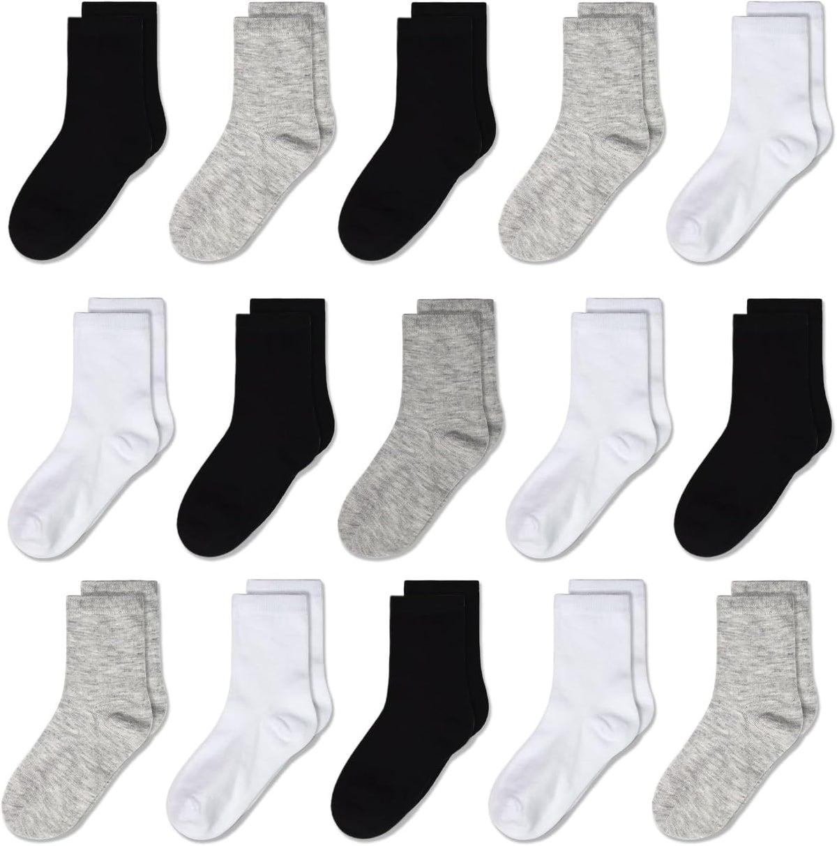 GENTABY Toddlers Kids Crew Socks 15 Pairs Boys Socks for Kids 1-14 Years