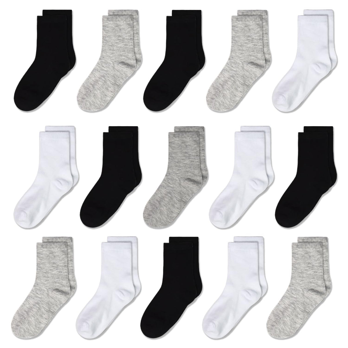GENTABY Toddlers Kids Crew Socks 15 Pairs Boys Socks for Kids 1-14 Years