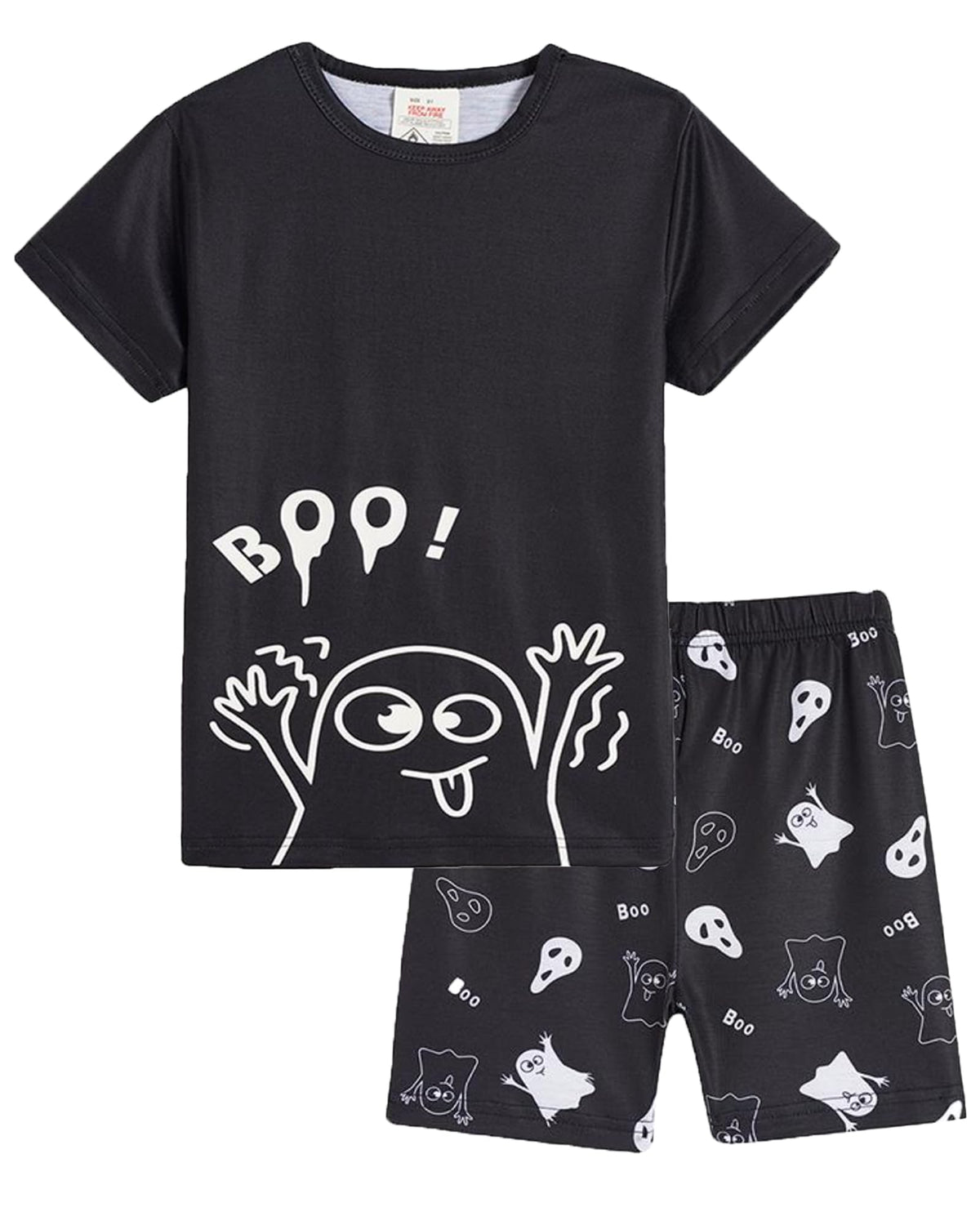 MyFav Boys Pajamas Sets Glow in Dark Summer Short Sleeve Sleepwear Skull Kids Pjs