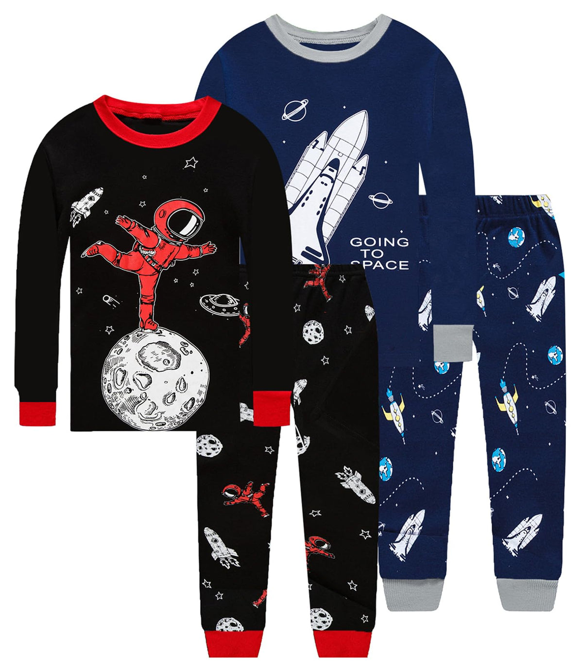 Little bety Boys 4 Piece Cotton Pajamas Long Sleeve Toddlers Pjs 24M-12Year