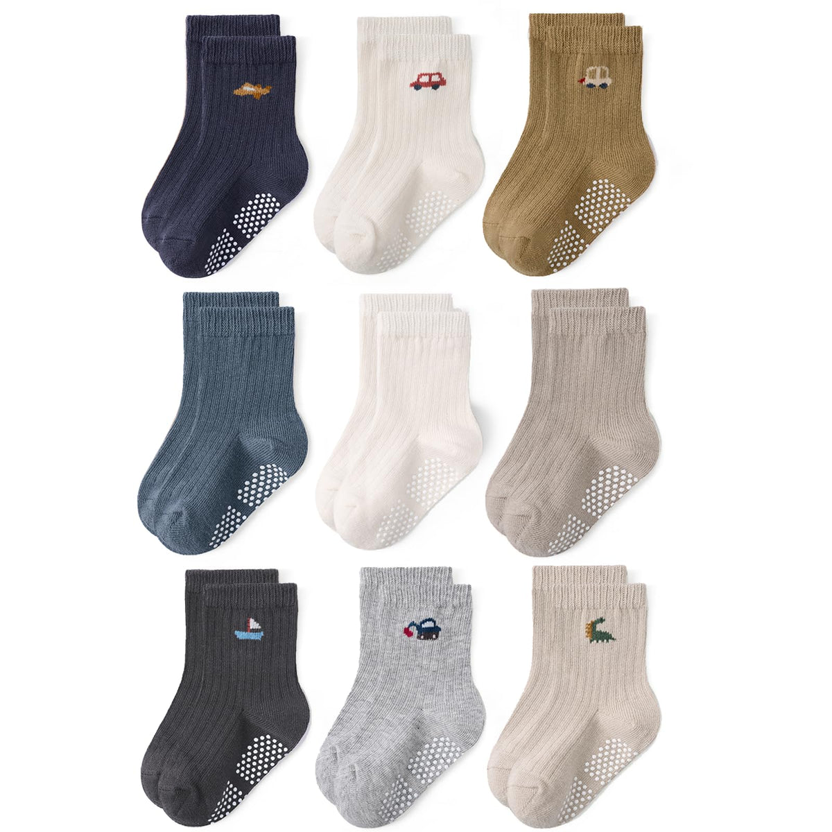 Baby Toddler Essentials Non-Slip Crew Socks for Unisex Boys Girls