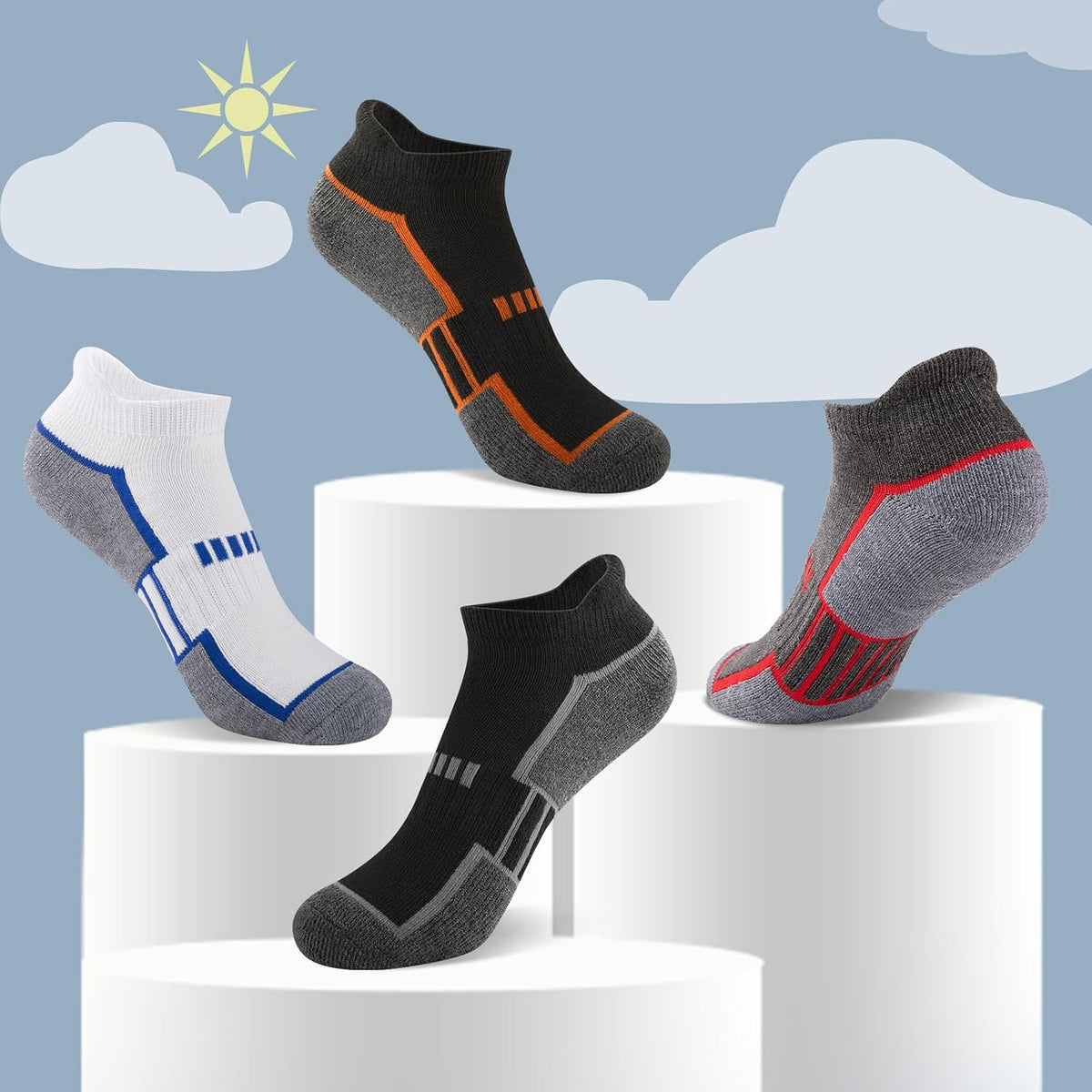 Comfoex 12 Pairs Boys Socks Ankle Low Cut Socks Athletic Half Cushioned Short Socks For Kids 4-6 6-8 8-10 Years Old
