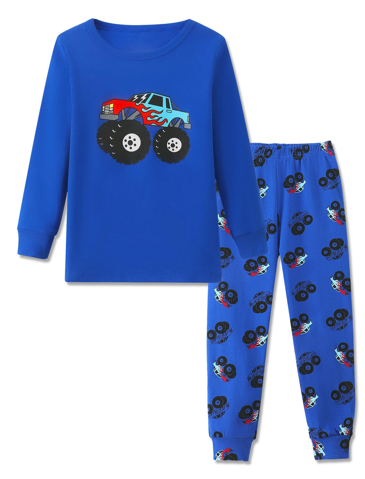 Mikrdoo Boys Cotton Pajamas 2 Pcs Snug Fit Long Sleeve Pj Set 2-14Y
