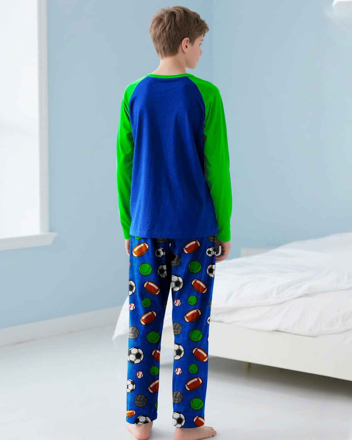 PASHOP Boys Pajamas Cozy Soft Long Sleeves Top and Pants 2 Piece Cool Pjs Pajamas Set Big Boys Sleepwear Size 8-14