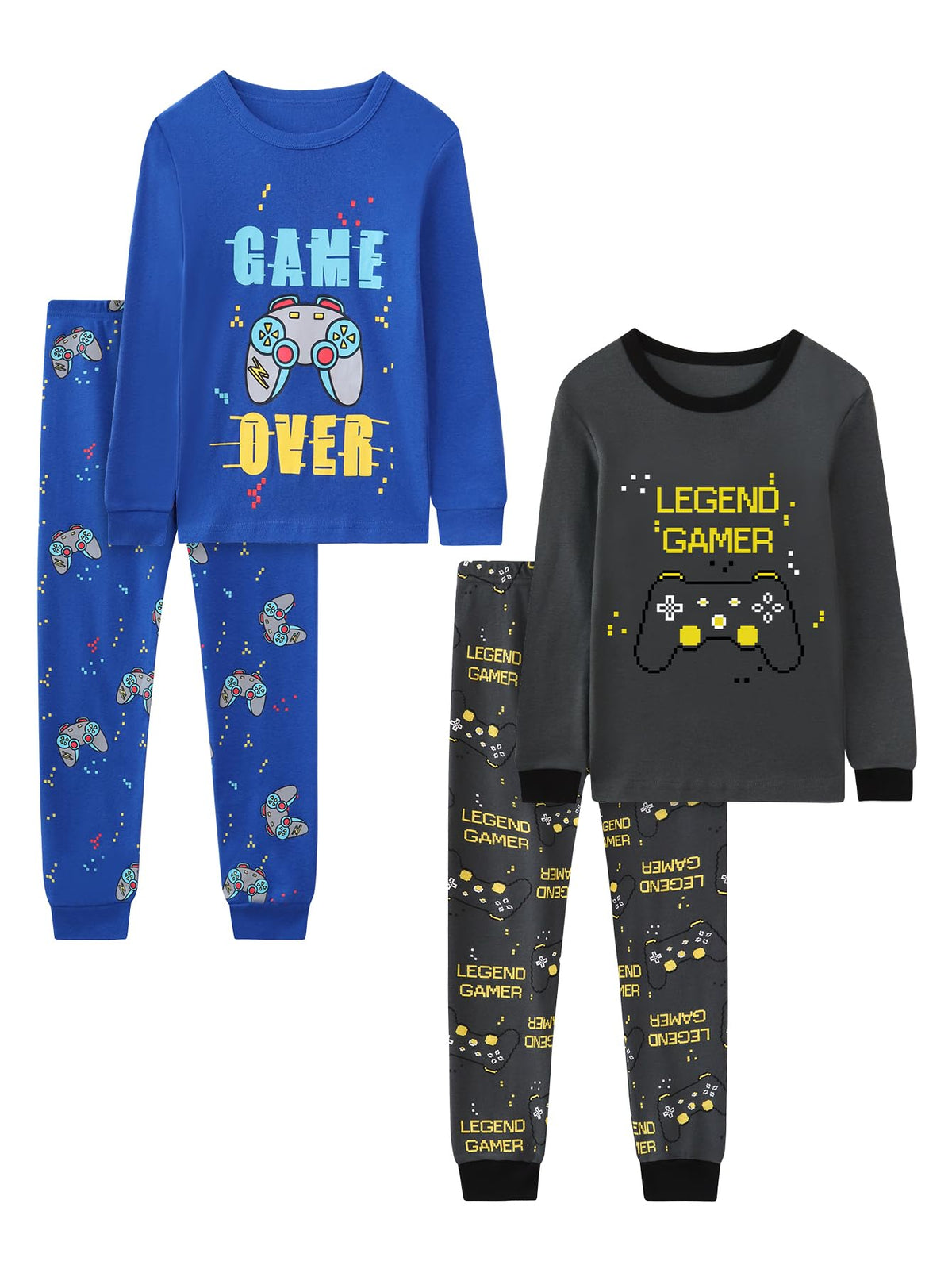 Boys 4-Piece Pajamas Cotton Christmas Halloween Pjs Set Kids Sleepwear