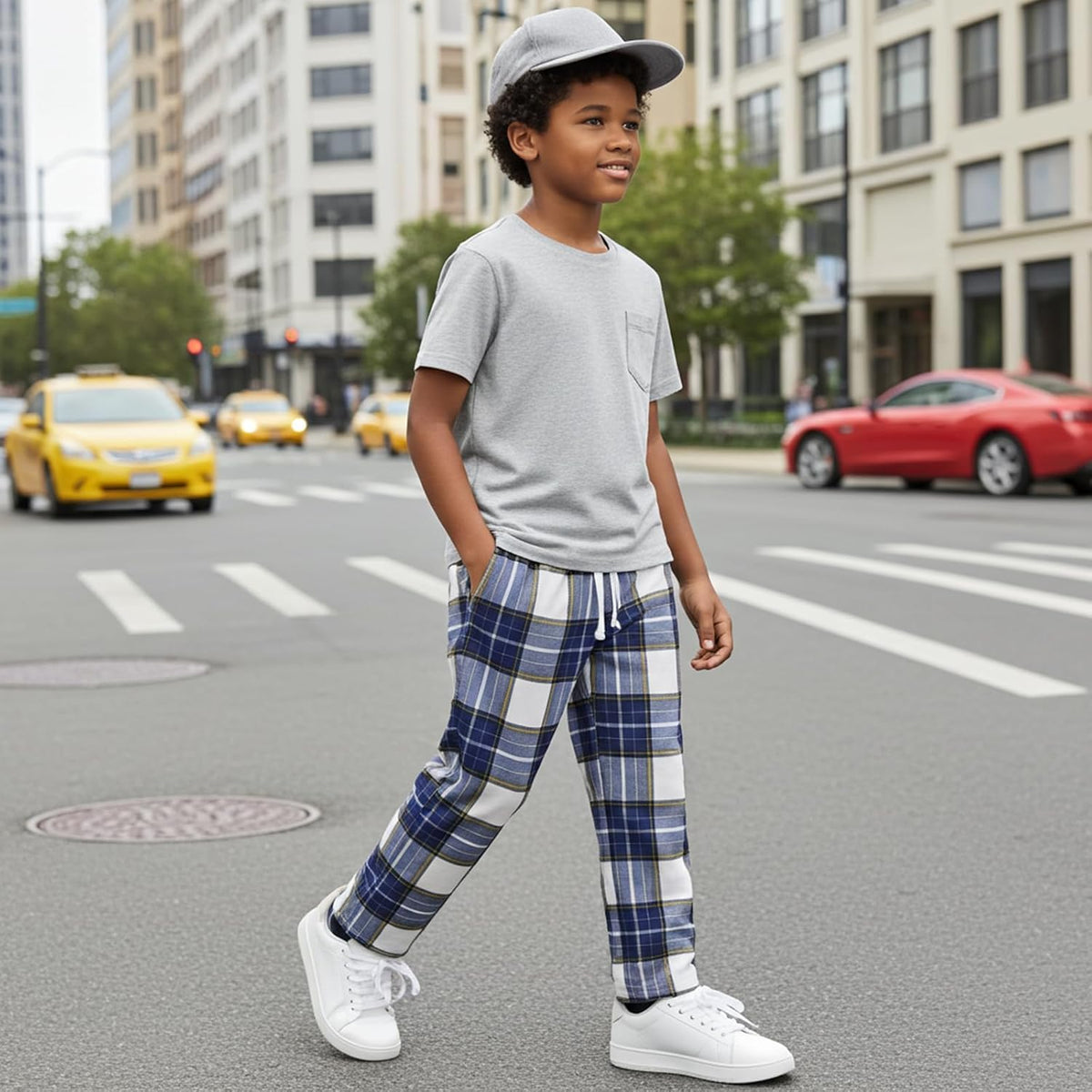 PATPAT Unisex Kids Plaid Pajama Pants Lounge Sleep Bottoms for 5–14 Years