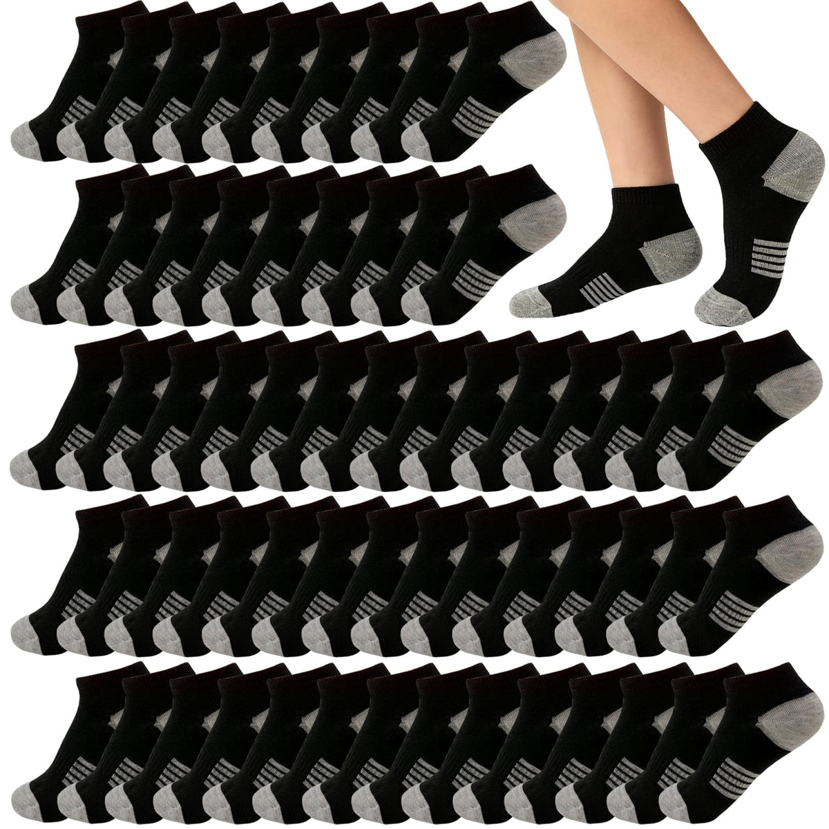 6/20 Pairs Boys Low Cut Ankle Socks Kids Crew Athletic Breathable Cushion Sole Socks for Running Hiking 4-12 Years