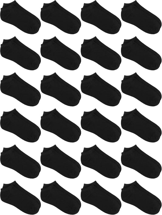 URATOT 24 Pairs Kids' Low Cut Socks - Boys' or Girls' Half Cushion Athletic Ankle Socks (4-16 Years)