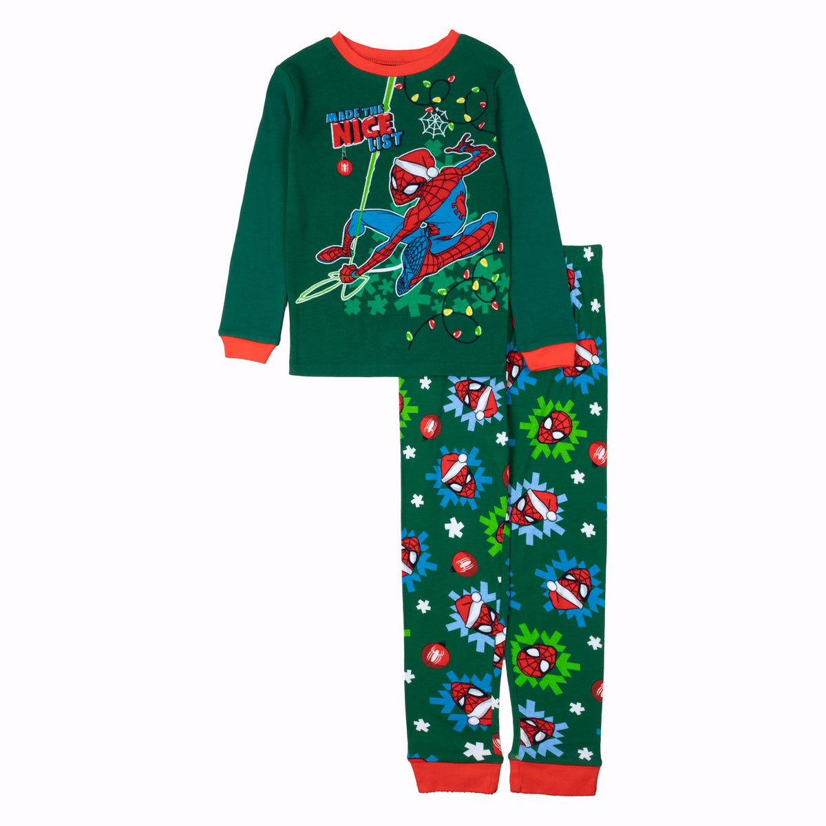 Marvel Boys' 2-piece Snug-fit Cotton Matching Holiday Pajama Set, Soft & Cute for Kids