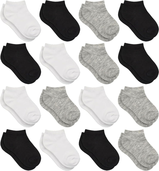 Toddler Socks, 16 Pairs Low Cut Ankle Socks for Kids (1-14 Years)