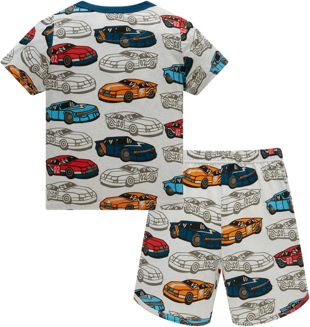 Kids Boys' Pajama Set Short Sleeve T-Shirt+Shorts Car Fire Truck Cartoon Print Little Kid 100% cotton clothing