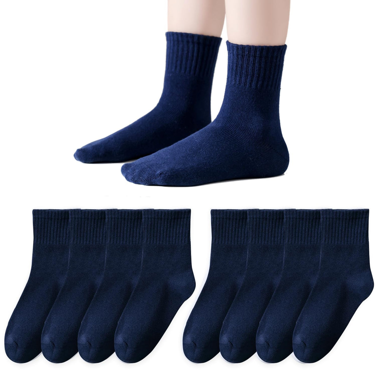 EPEIUS Kids Crew Socks Seamless Cotton Dress Socks for Boys Girls 1-15Y