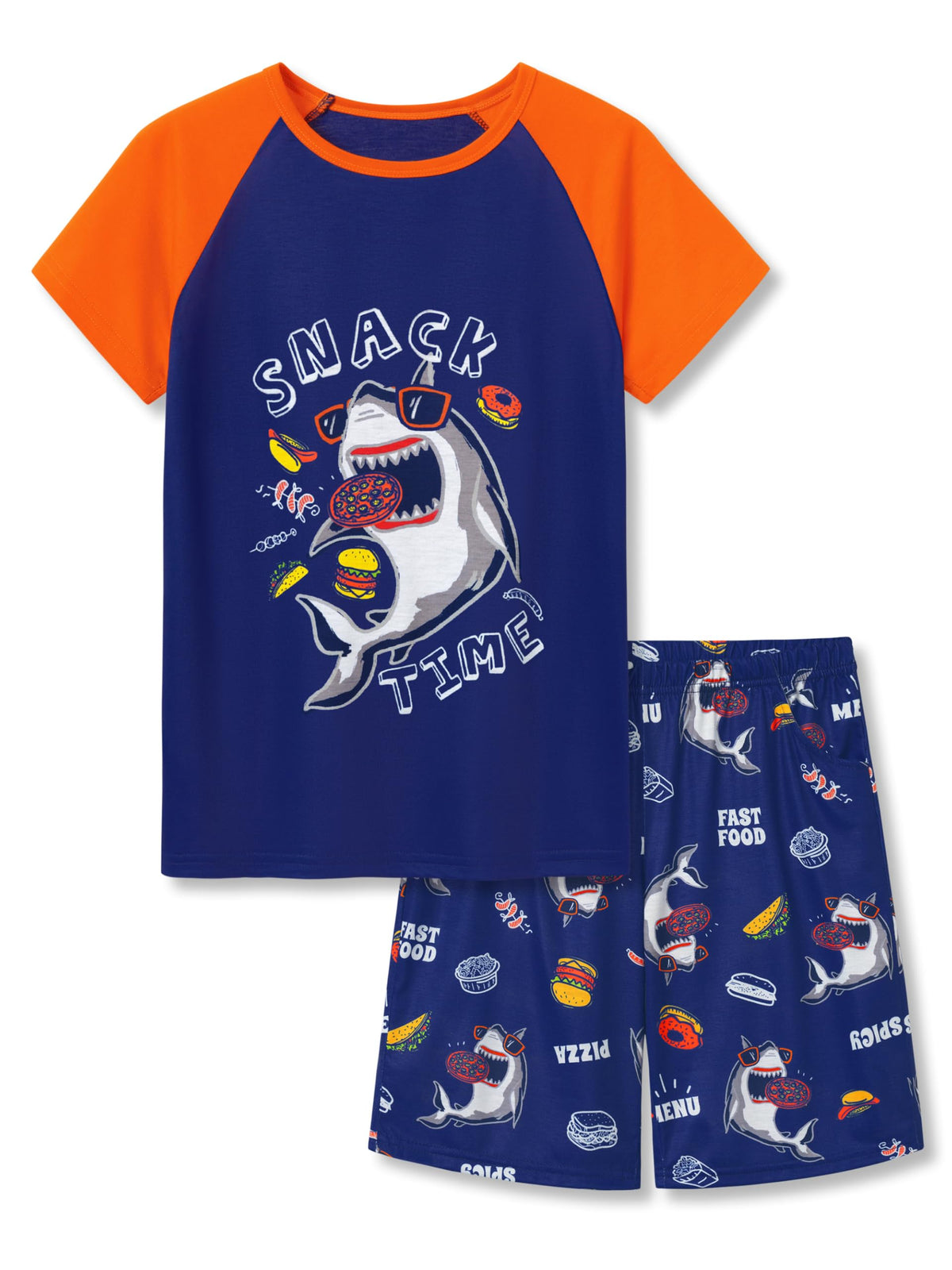 Topgal Boys 2-Piece Short Sleeve Tee & Shorts Pajamas Set Size 6-18