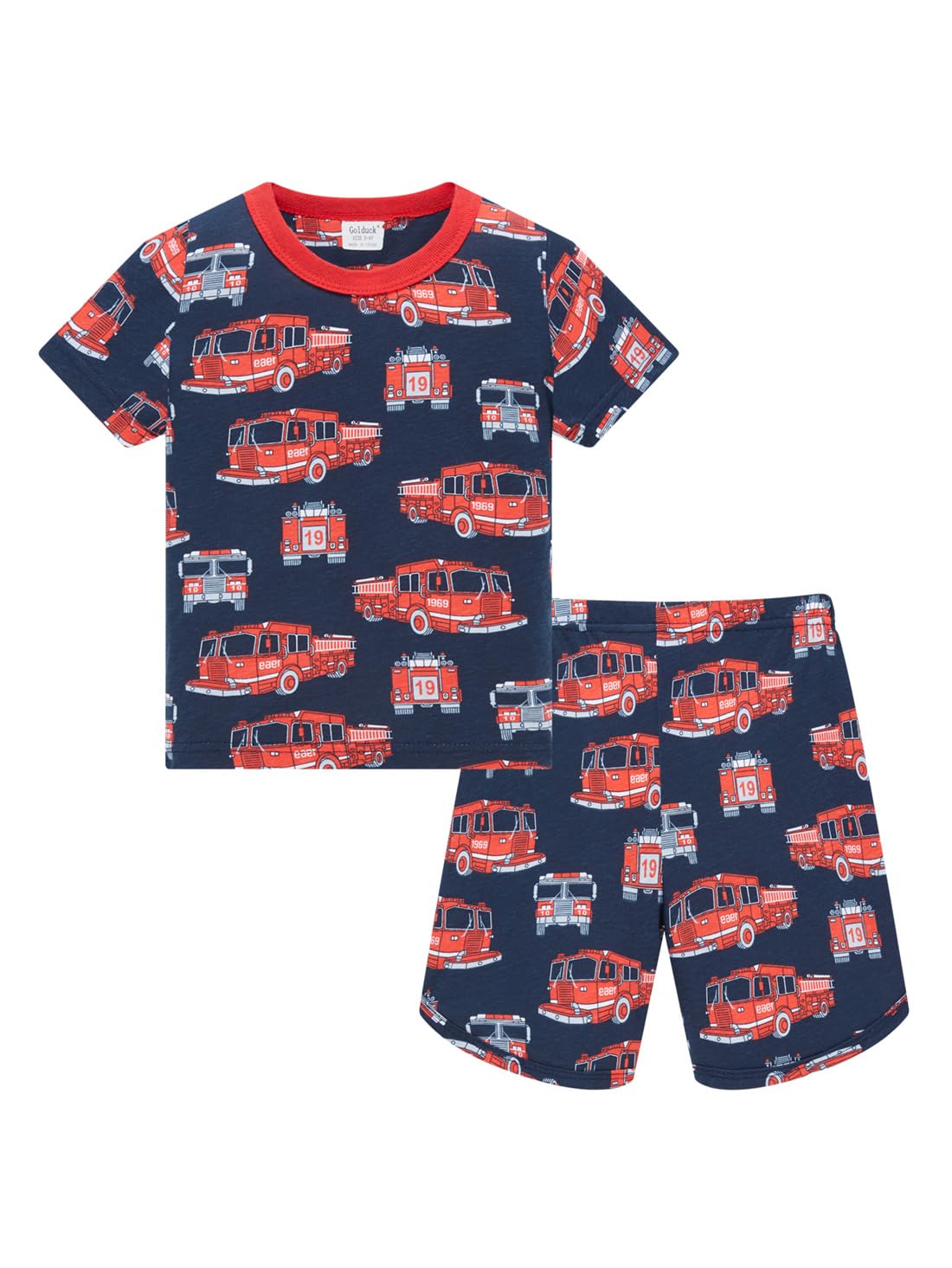 Kids Boys' Pajama Set Short Sleeve T-Shirt+Shorts Car Fire Truck Cartoon Print Little Kid 100% cotton clothing