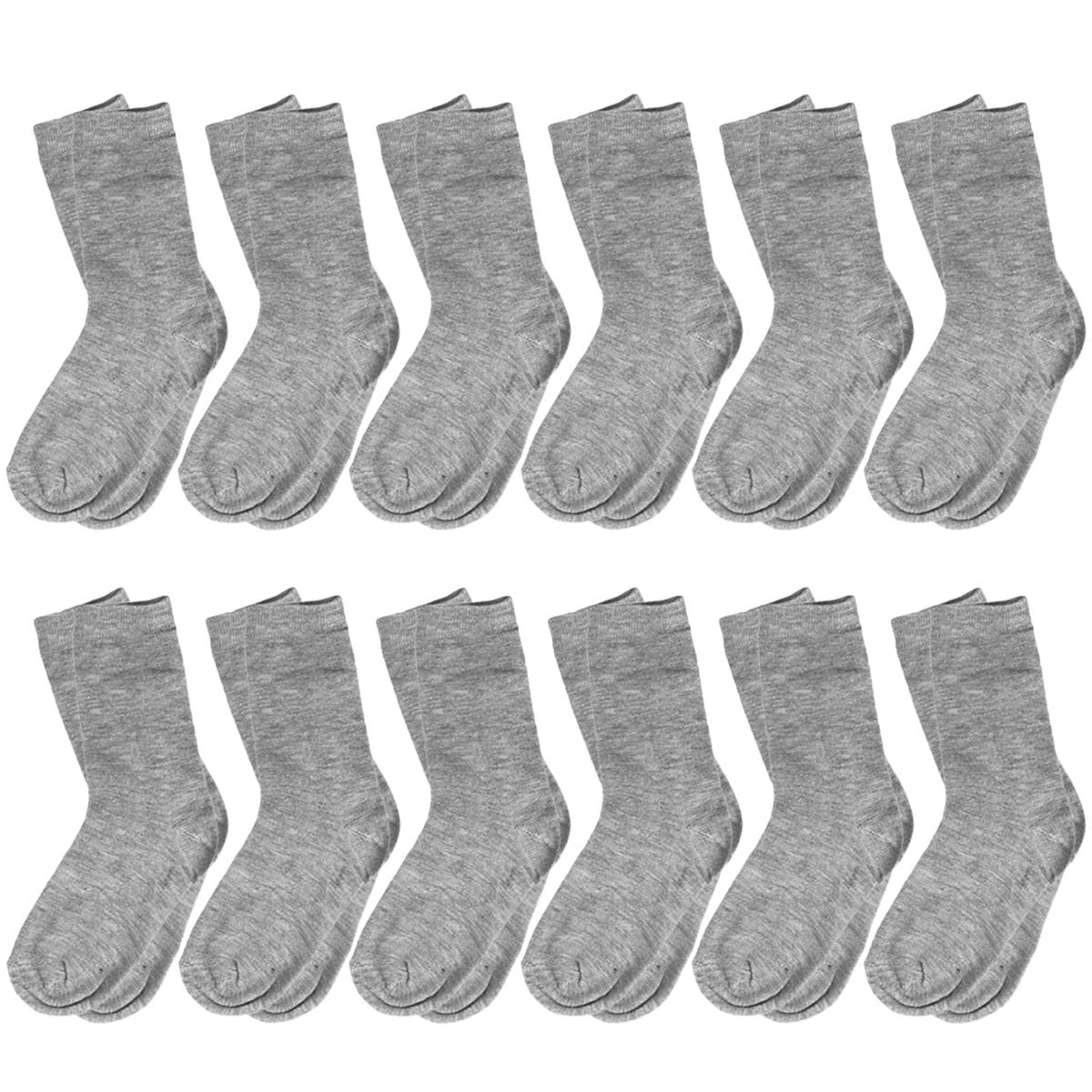 Falari 12-Pack Boy Toddler Kids Cotton Crew Socks, Casual Athletic Dress Socks