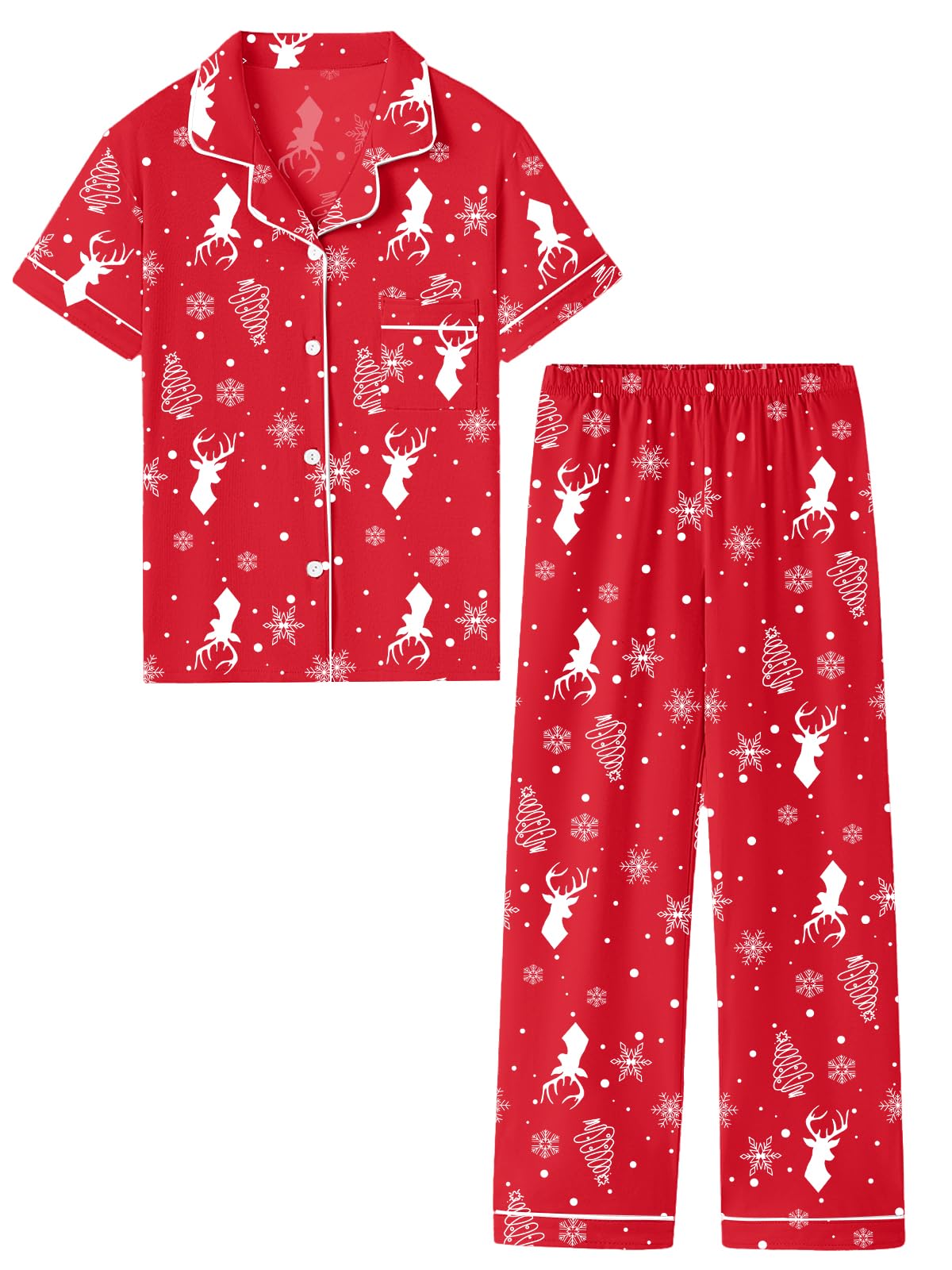 Umeyda Boys 100% Cotton Pajamas Short Sleeve and Long Pants 2-Piece PJ Set