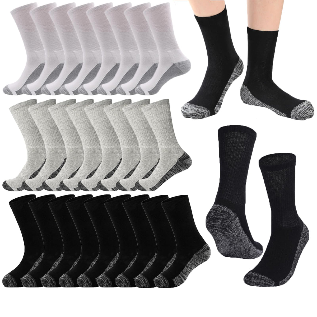 20 Pairs Crew Athletic Socks for Kids Breathable Cushion Crew Socks for Kids Sport Running Traveling
