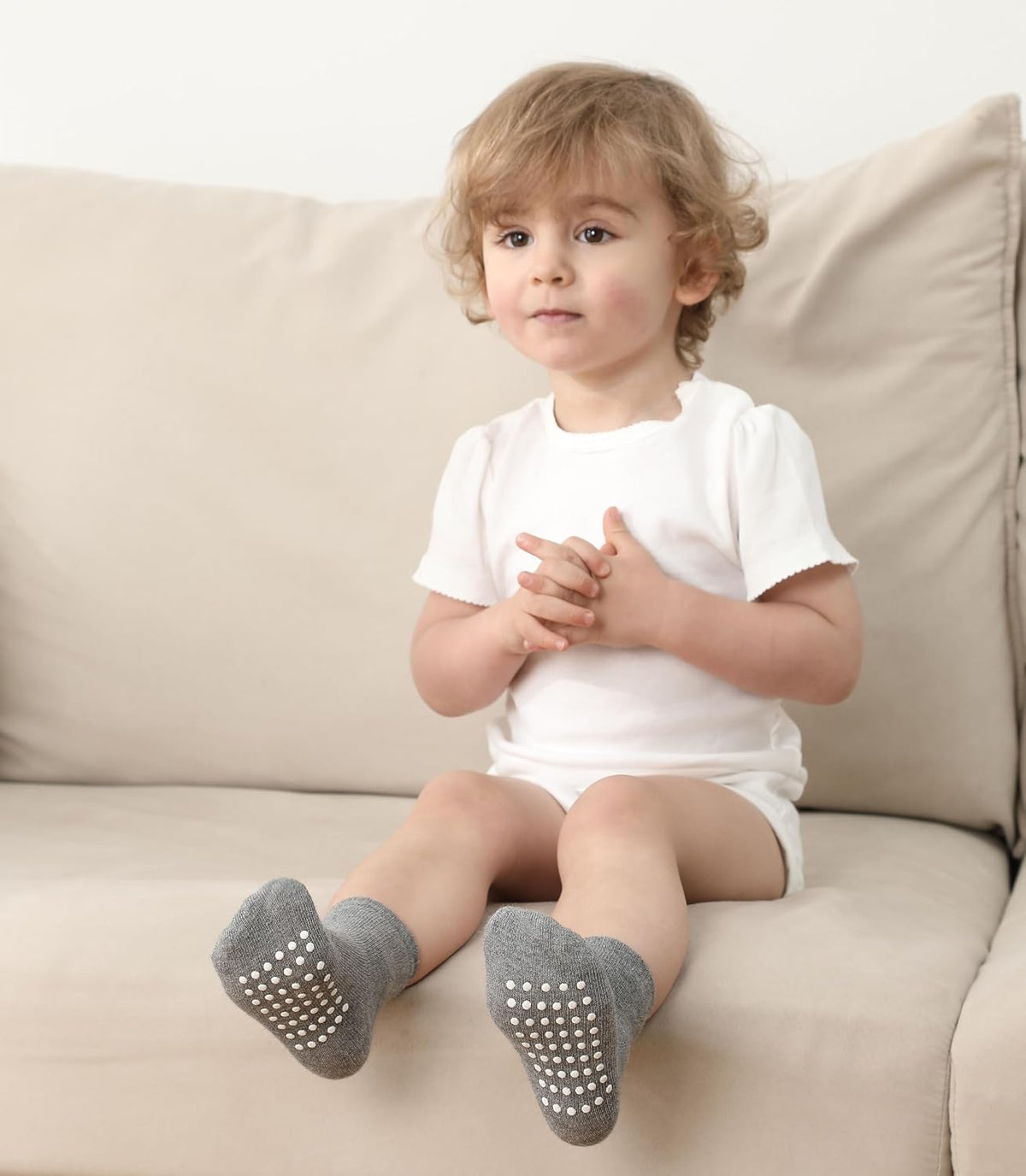 Baby Toddlers Crew Socks with Non-Slip Grip 12 Pack Cotton Stretch Socks