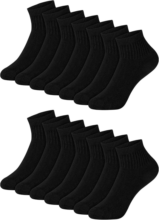 Hanes Boys' Socks Pack, Double Tough Moisture Wicking Ankle, Crew, No Show Socks, 12 & 14 Pair Packs