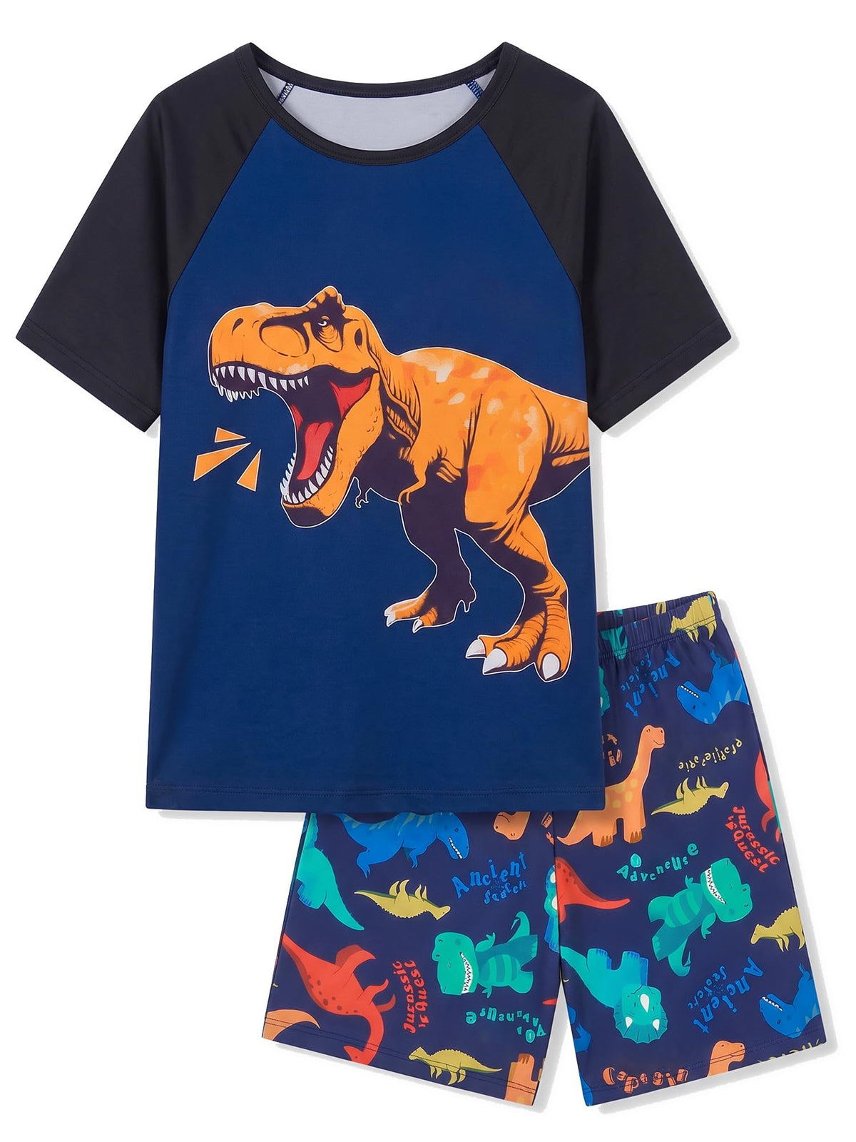 FIOBEE Boys Short Sleeve Pajamas Set Raglan Top & Shorts Kids Sleepwear