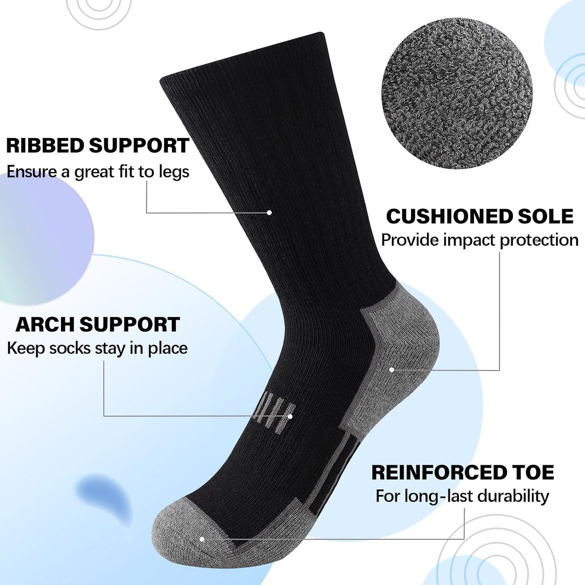 Comfoex 10 Pairs Boys Socks Crew Athletic Calf Long Socks Half Cushioned Socks For Kids 4-6 6-8 8-10 Years Old