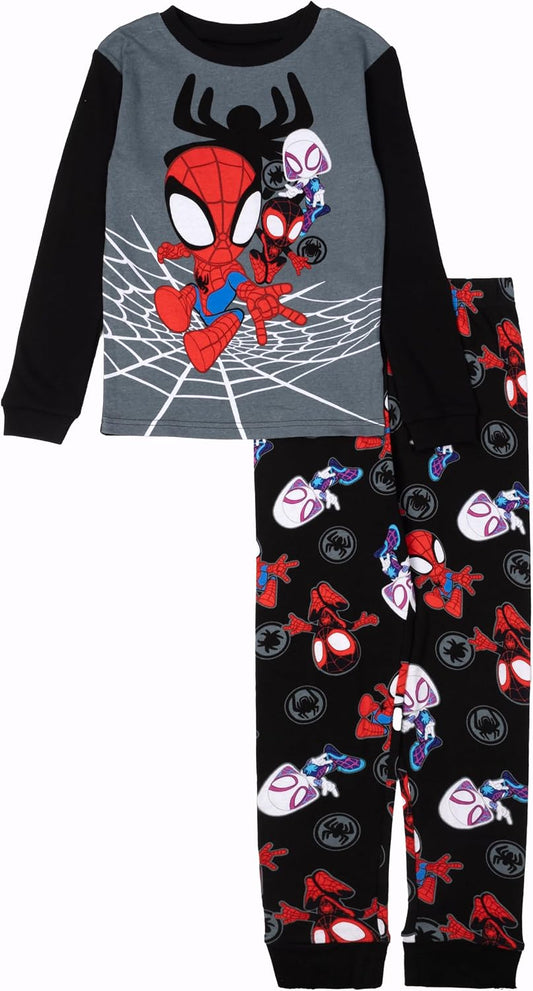 Marvel Boys' 2-piece Snug-fit Cotton Matching Holiday Pajama Set, Soft & Cute for Kids