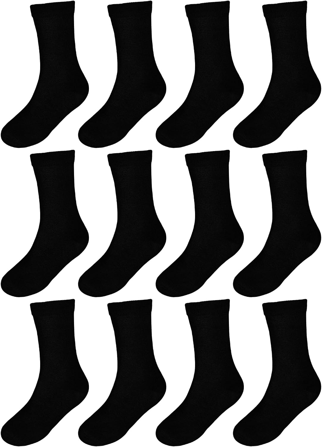 Falari 12-Pack Boy Toddler Kids Cotton Crew Socks, Casual Athletic Dress Socks