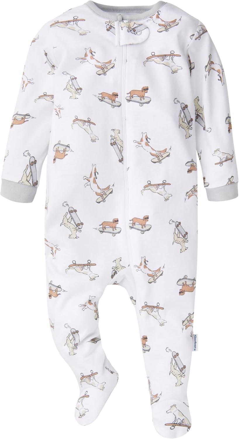 Gerber Baby Boys' 4-Pack Sleep 'N Play Footie, Dogs, Newborn