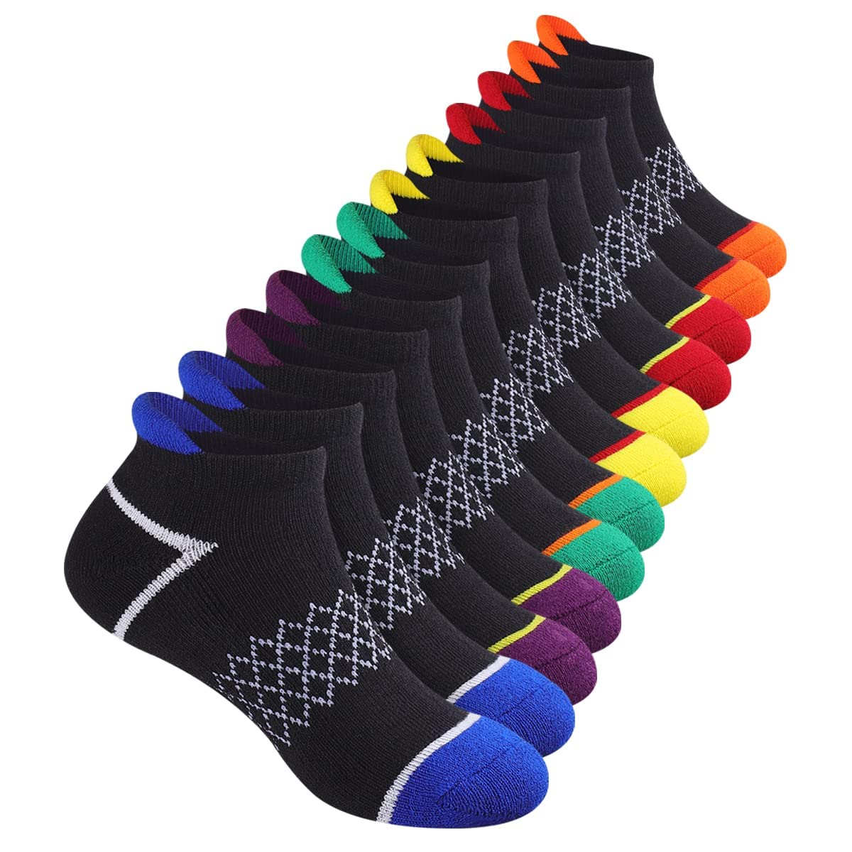 Comfoex 12 Pairs Boys Socks Ankle Athletic Socks With Cushioned Sole For 4-6 6-8 8-10 Years Old Kids