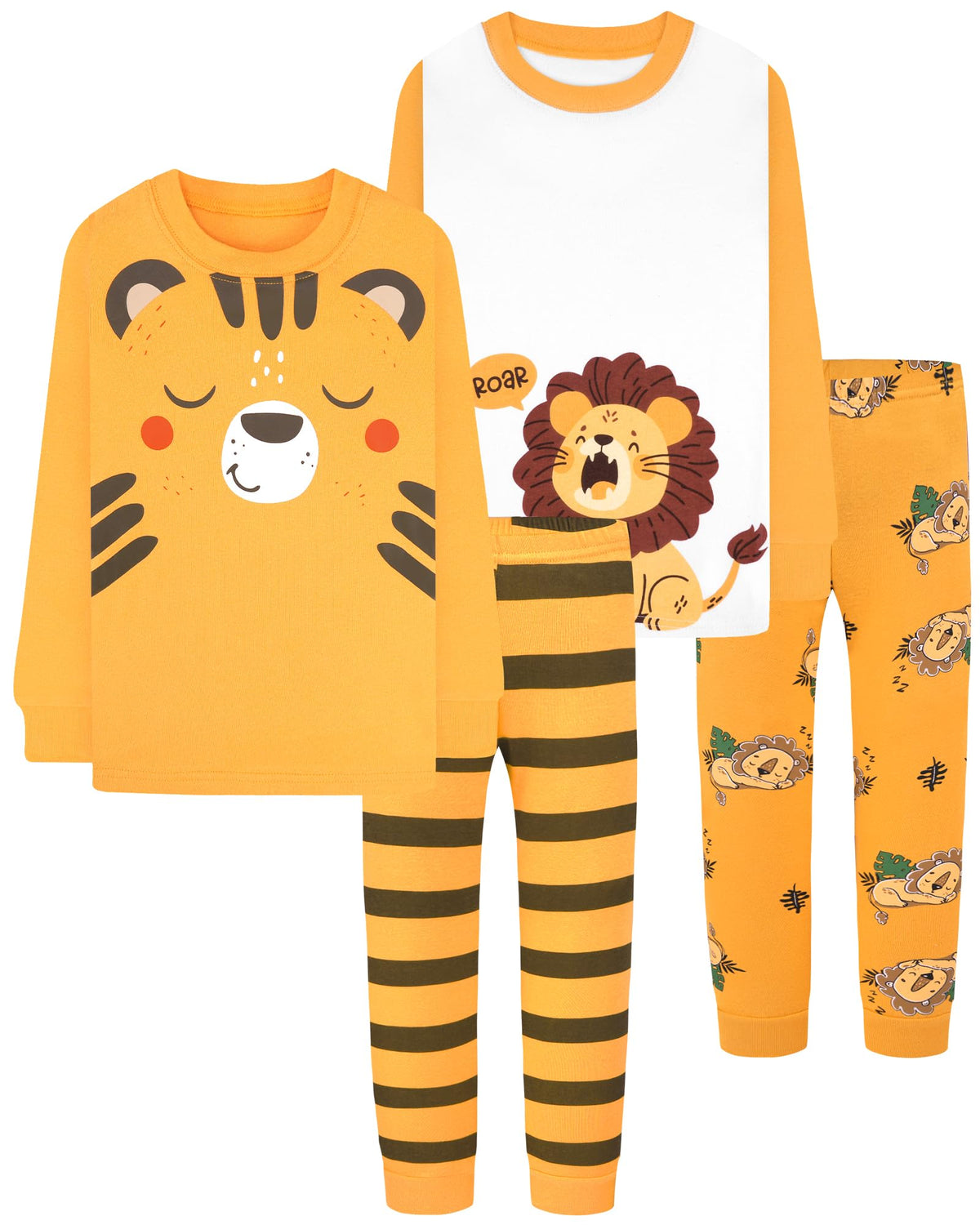 DAUGHTER QUEEN Boys Pajamas 4 Pieces Long Set 100% Cotton Sleepwear Size 18 Months-12 Years