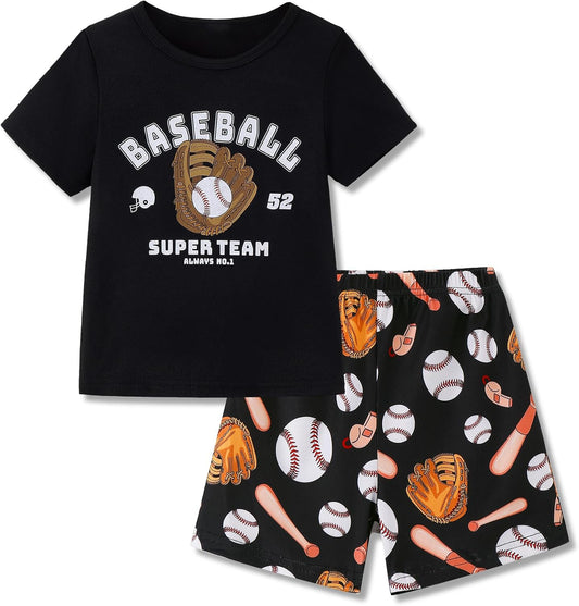 Mikrdoo Boys Pajamas Short Sleeve Summer PJs 2 Piece Sleepwear for Kids Size 2-14 Years