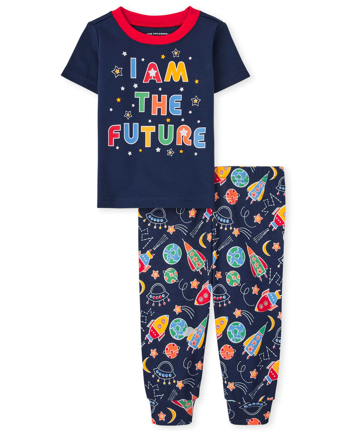 The Children's Place Baby Boys' Snug Fit 100% Cotton Short Sleeve Top and Pants 2 Piece Pajama Set