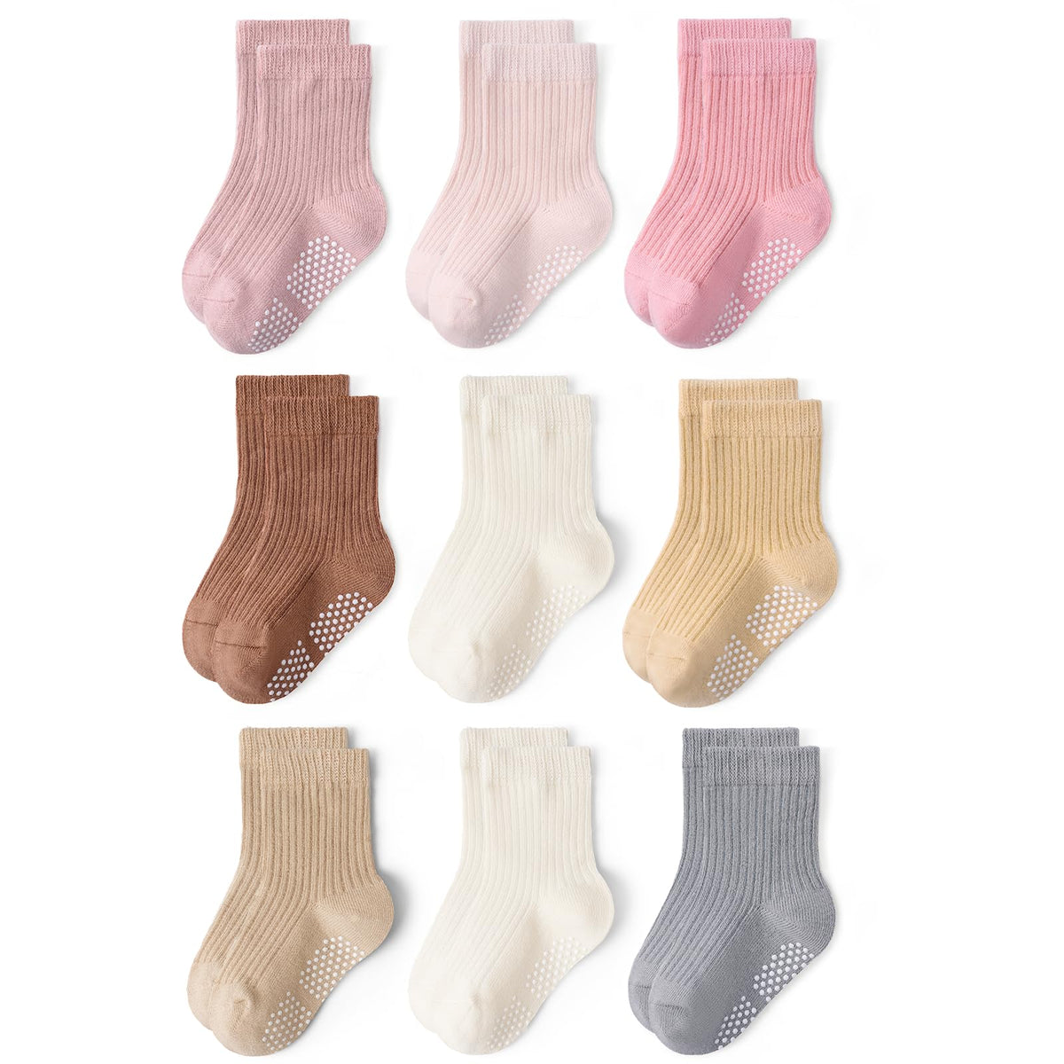 Baby Toddler Essentials Non-Slip Crew Socks for Unisex Boys Girls