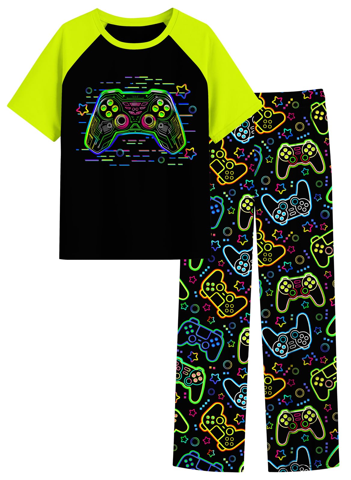 Funnycokid Boys Pajamas 2 Piece Kids Summer Pjs Loose Fit Size 6-12