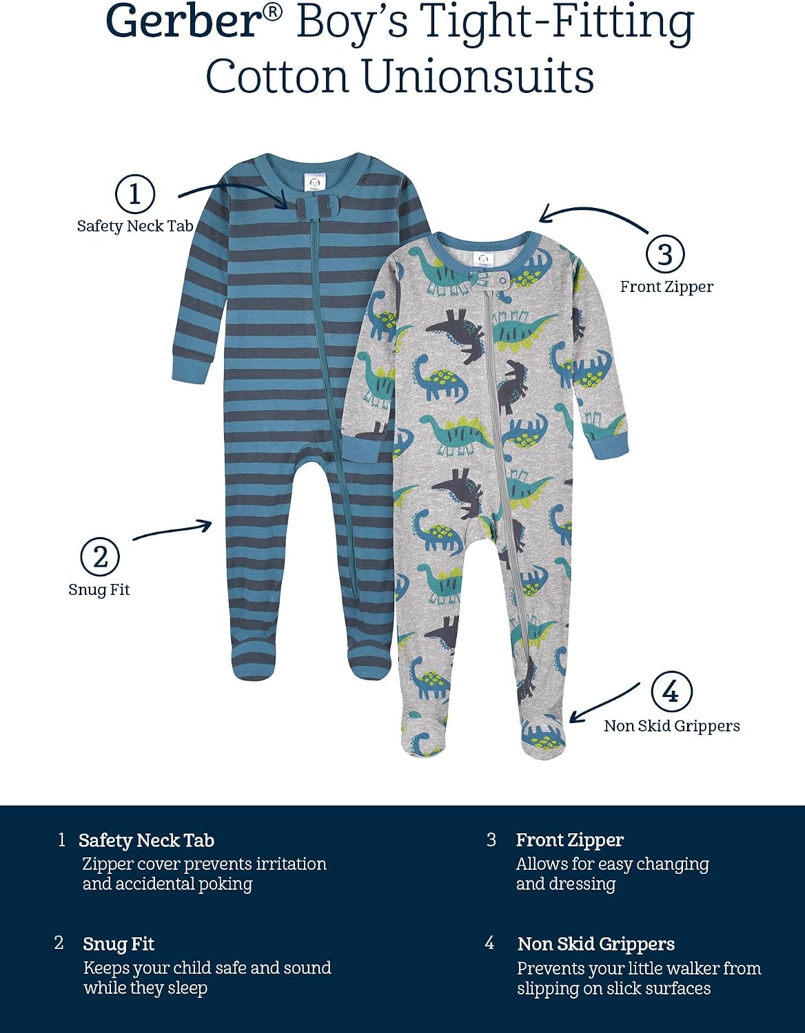 Gerber Baby Boys 2-Pack Footed Pajamas