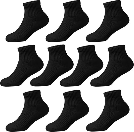 Kids Ankle Socks Boys Cushioned Athletic Short Socks Girls Cotton Quarter Sock Children Youth Sports 10 Pairs
