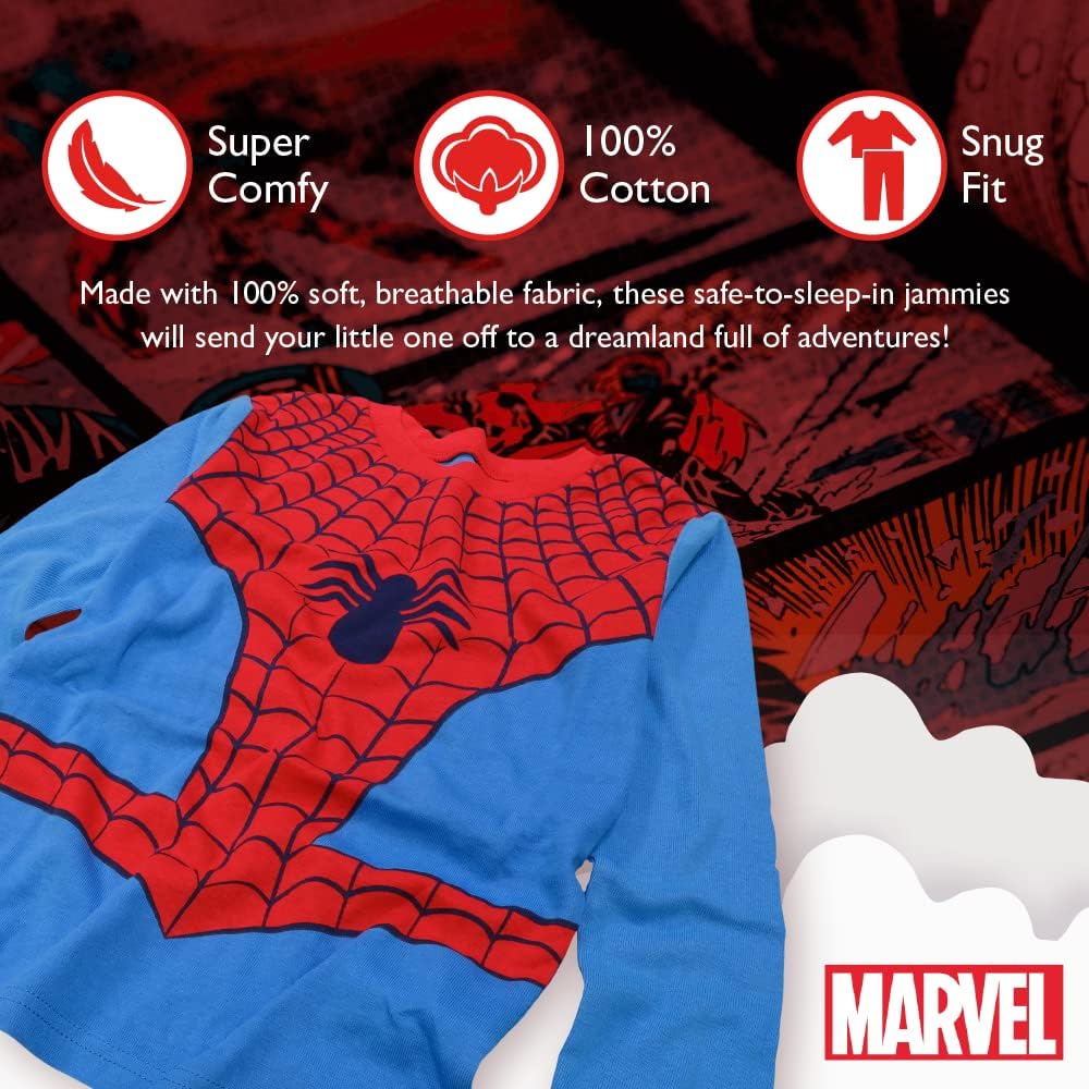 Marvel Boys' 6-piece Snug-fit Cotton Pajama Set, Soft & Cute for Kids, Comfortable Nightwear
