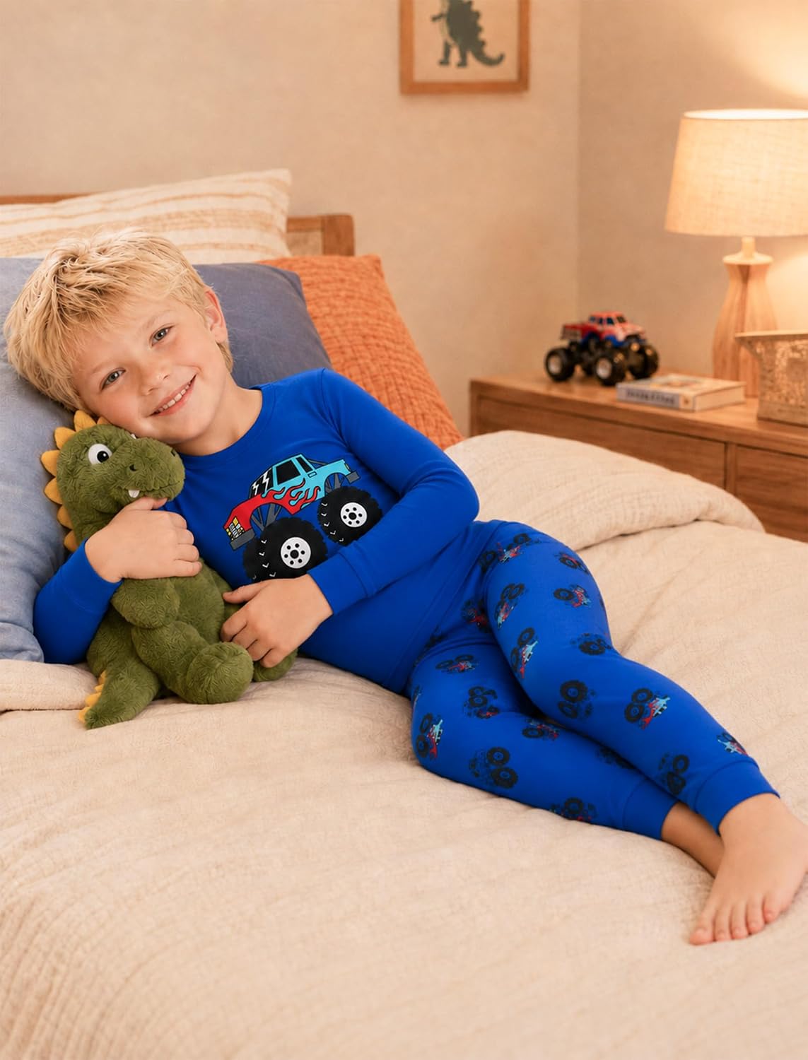 Mikrdoo Boys Cotton Pajamas 2 Pcs Snug Fit Long Sleeve Pj Set 2-14Y