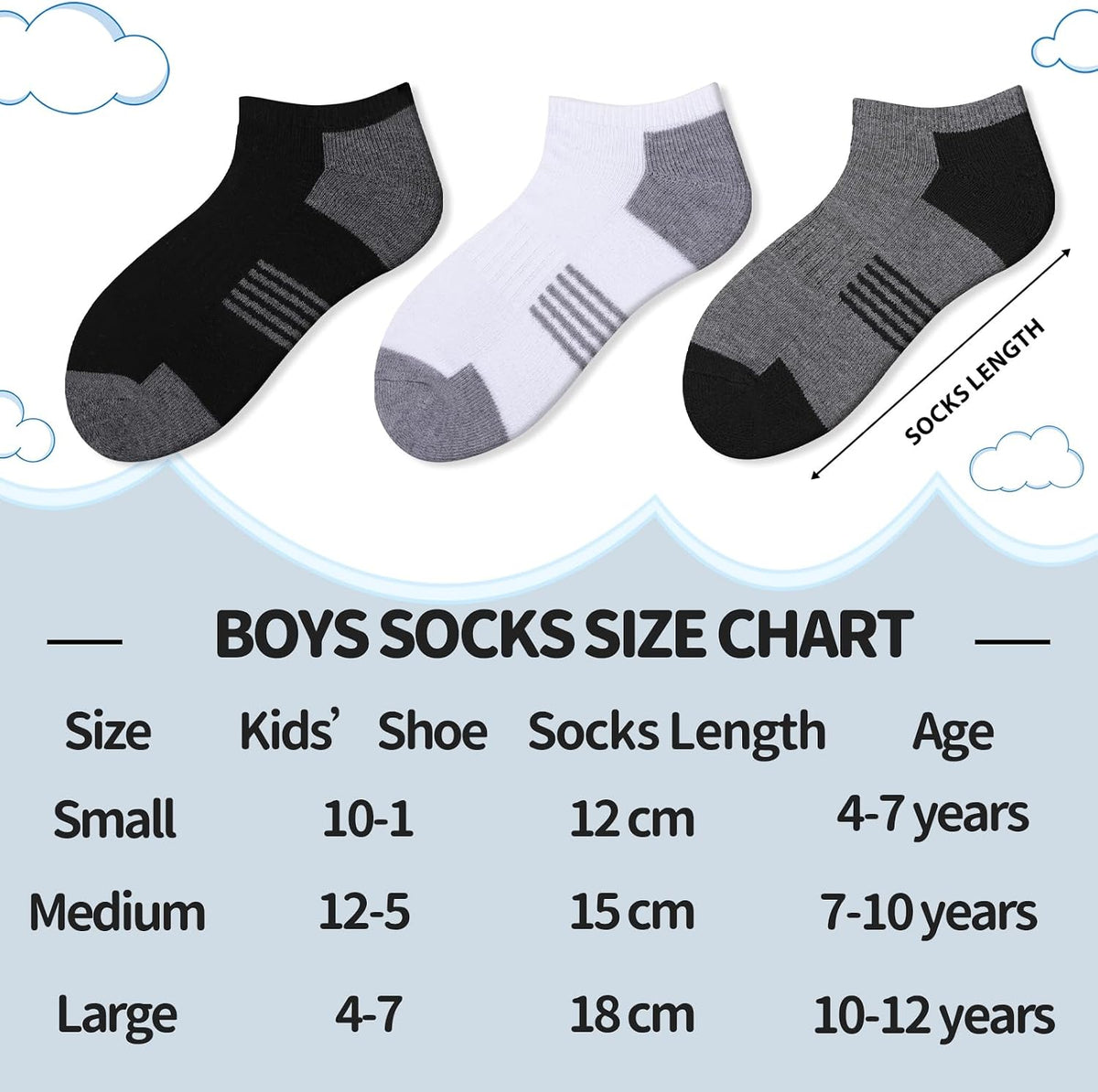 Comfoex 10 Pairs Boys Socks Low Cut Ankle Socks For Kids 8-10 4-6 6-8 Years Old Short Athletic Socks With Cushioned Sole