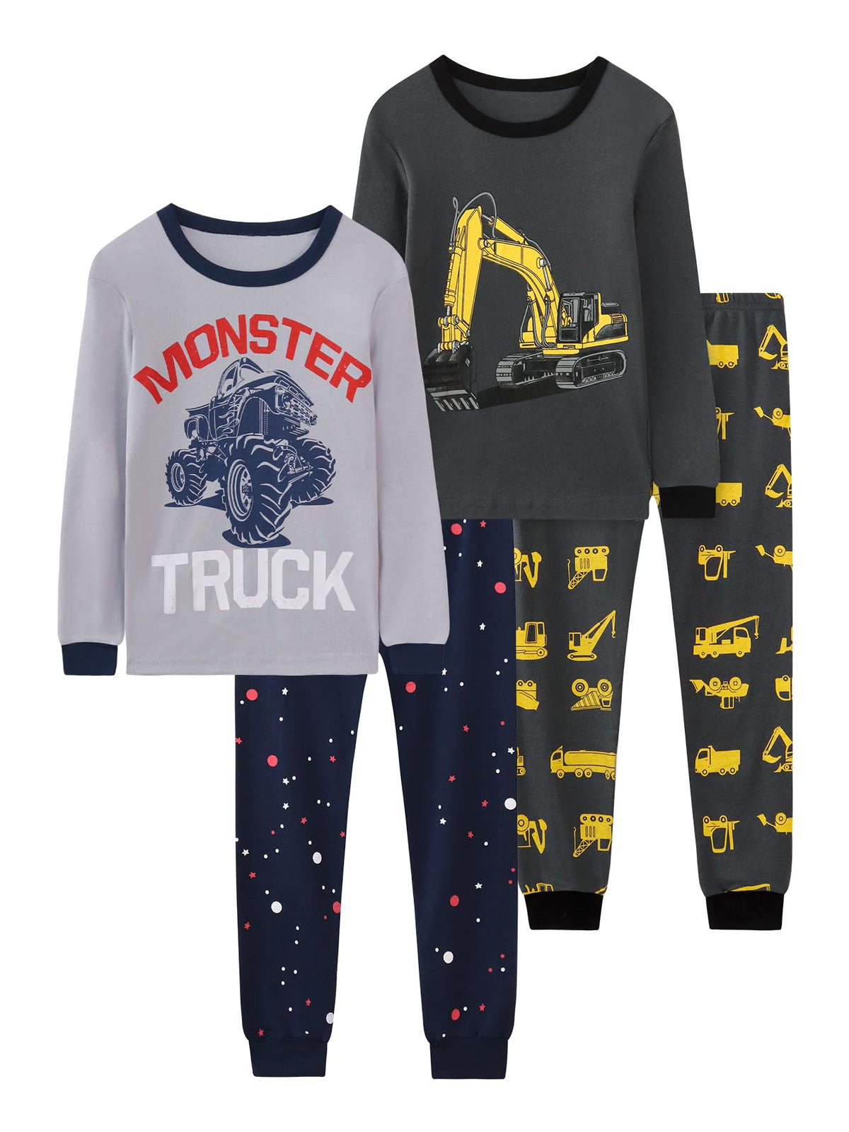 Boys 4-Piece Pajamas Cotton Christmas Halloween Pjs Set Kids Sleepwear