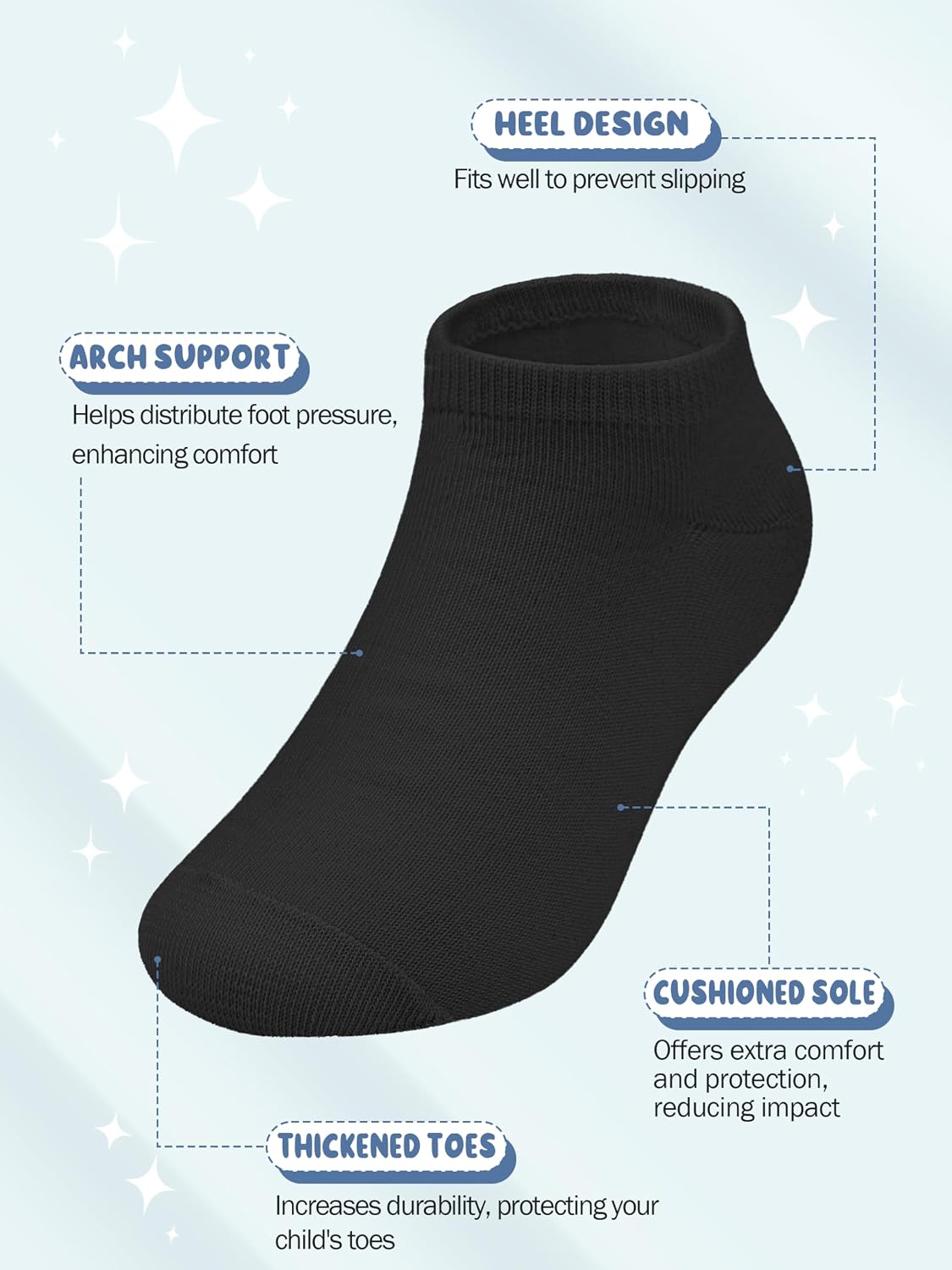 URATOT 24 Pairs Kids' Low Cut Socks - Boys' or Girls' Half Cushion Athletic Ankle Socks (4-16 Years)