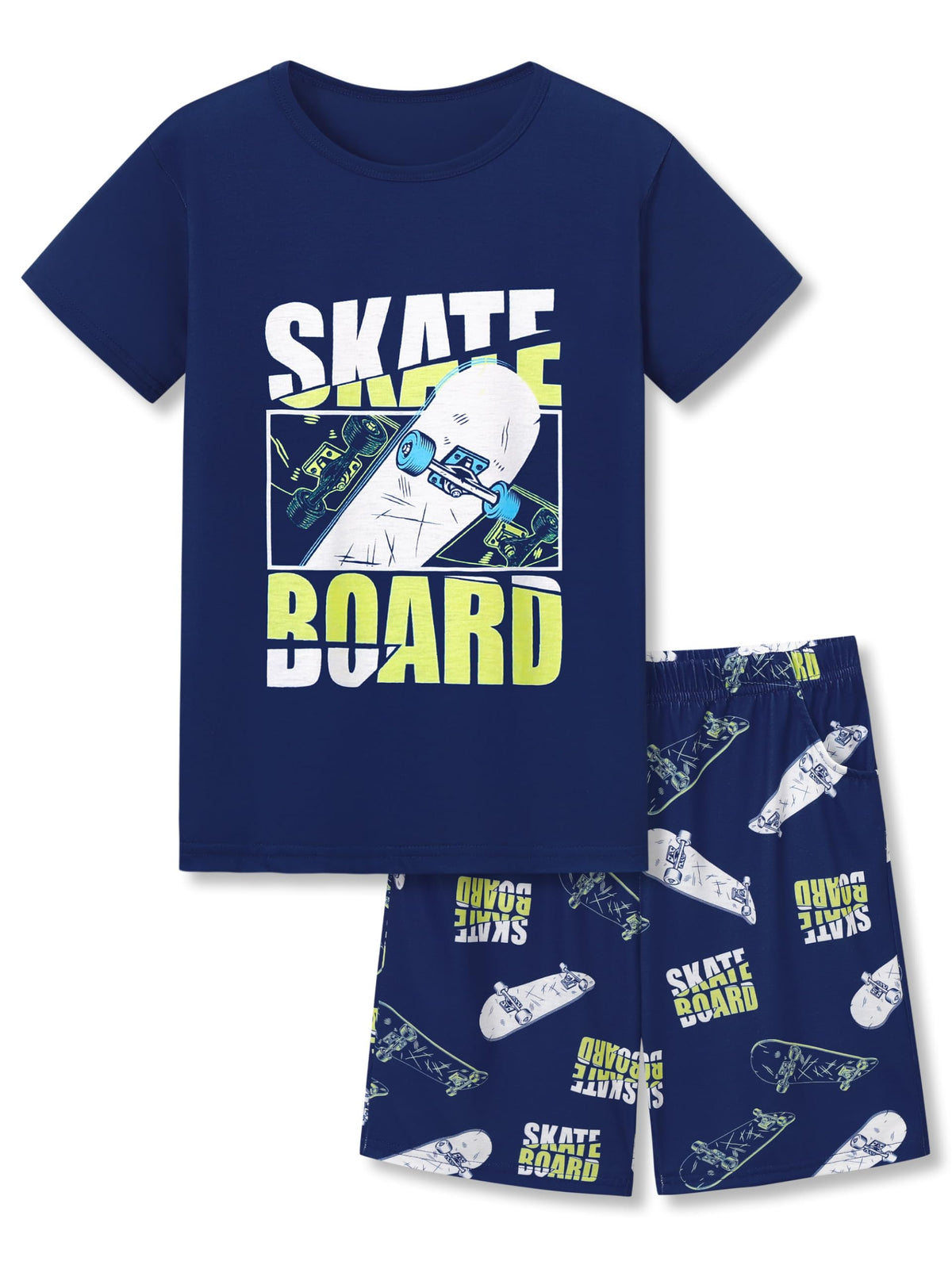 Topgal Boys 2-Piece Short Sleeve Tee & Shorts Pajamas Set Size 6-18